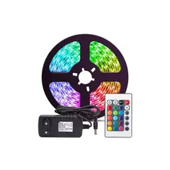 GENERICO - Cinta tira de luces led rgb 5050 5m con enchufe