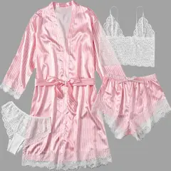 GENERICO - Ropa de dormir Julieta - Rayado Rosado con Blanco