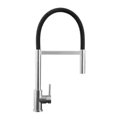 VAINSA - Mezcladora monocomando bar manguera negra con ducha inox