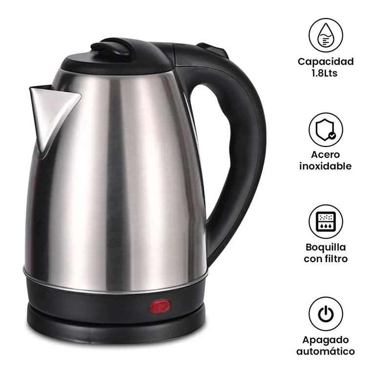 Hervidor Inalámbrico 2 Litros Plateado