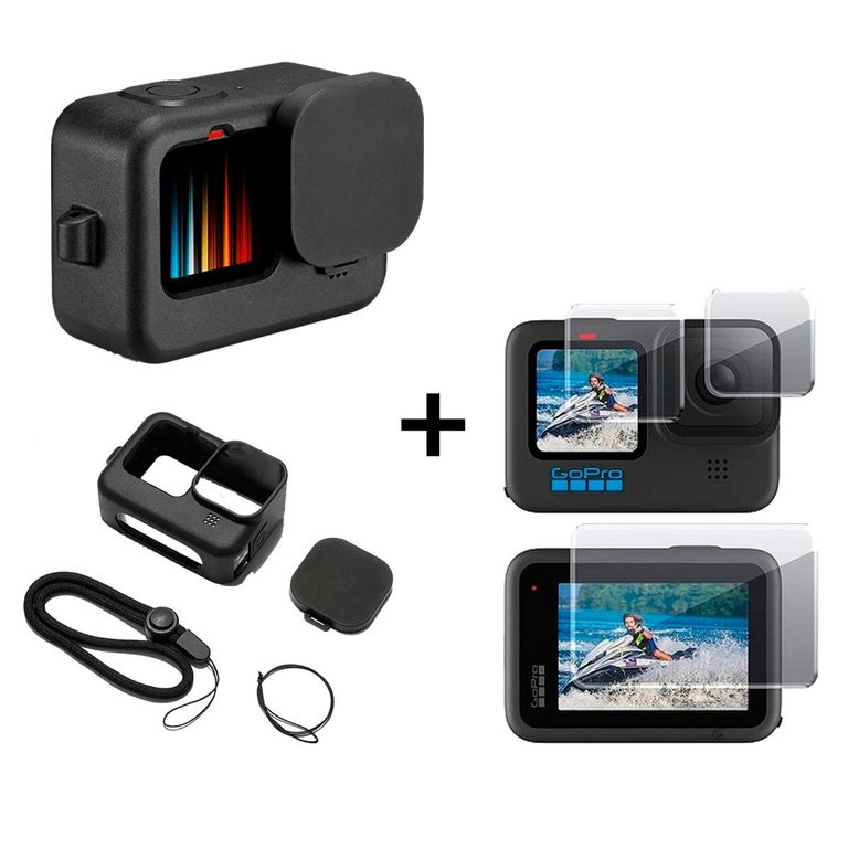 Funda de silicona + Vidrio para Gopro Hero 12, 11, 10, 9 Black