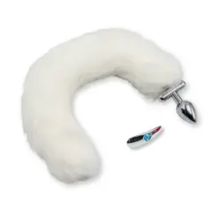 GENERICO - Plug Anal de Metal Exitager + Cola De Zorro y Orejera - Blanco