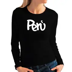 IDAKOOS - Polo manga larga de mujer Peru con mapa.