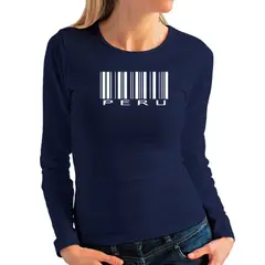 IDAKOOS - Polo manga larga de mujer Peru Barcode.