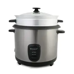 IMACO - - Olla Arrocera 1.8 Lts. Tapa Vidrio Con Steamer Exterior Acero RCO 18S