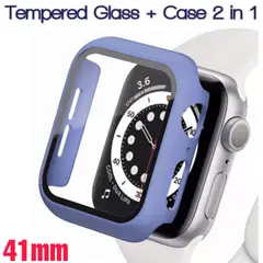 GENERICO - Case Con Mica De Vidrio Para Apple Watch 41mm serie 7 y 8 - PURPLE