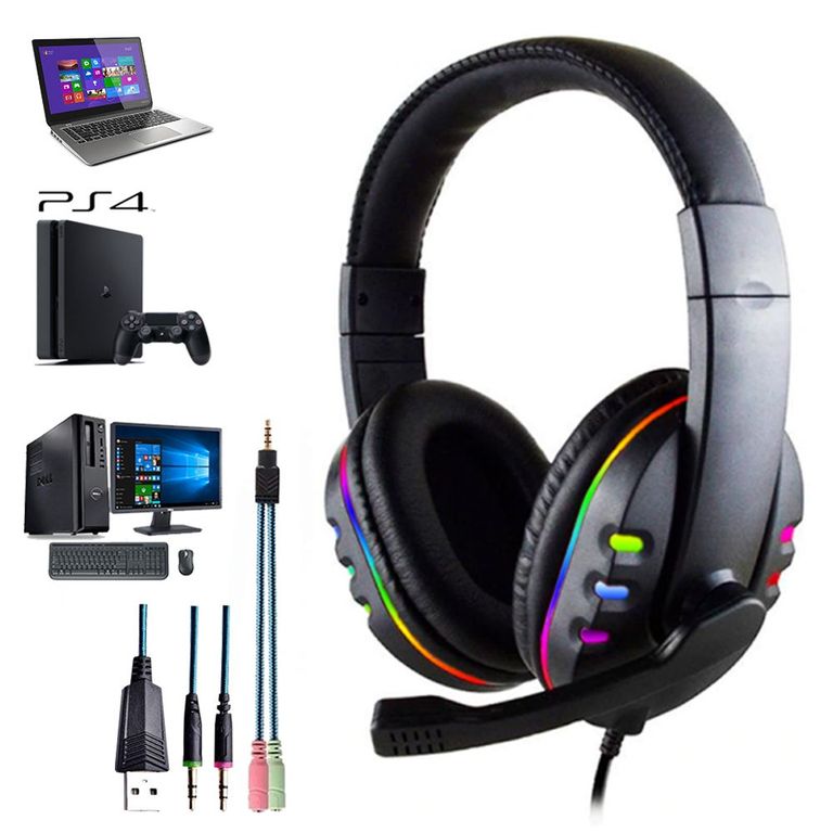 Audífono Gamer Con Luces RGB para PS4 PC Laptop XBOX