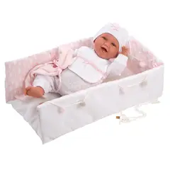 MUÑECAS REBORN - Muñeca Llorens Bebé Sonrisas Cambiador Rosa