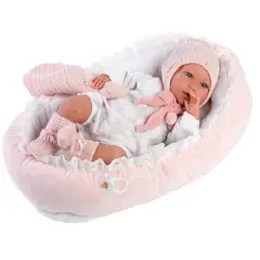 LLORENS - MuÃ±eca BebÃ© Mimi Llorona 42 cm con Cunita Rosa