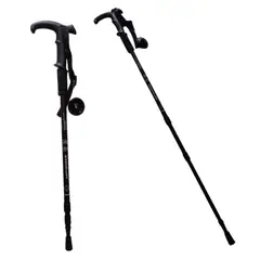 GENERICO - Bastón Trekking Mango L Con Roseta Viaje Montañas Negro