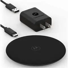 MOTOROLA - Cargador Pad Inalámbrico 10w - Cable USB-A a USB-C - Negro