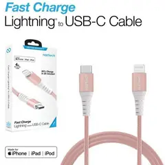 NAZTECH - Cable de titanio - usb-c to lightning - 12mt - iphone - rosa