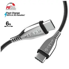 NAZTECH - Cable de titanio - usb-c to usb-c - iphone - samsung - negro