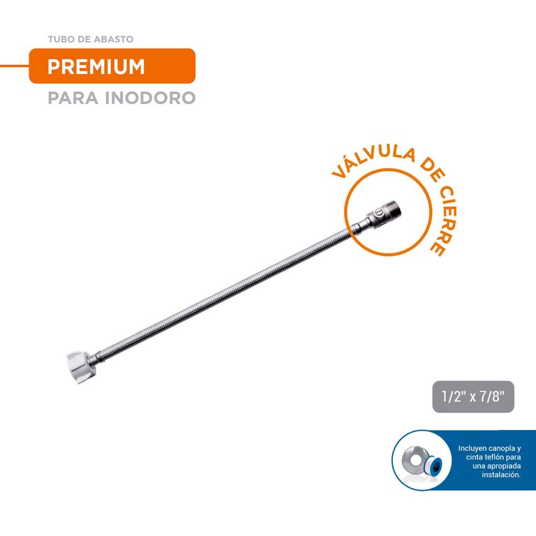 Tubo de abasto para inodoro válvula de cierre de acero inoxidable 40 cm