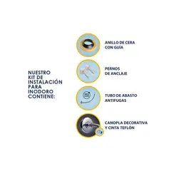 VAINSA - Kit de instalacion: tubo de abasto, anillo de cera, pernos de anclaje blanco