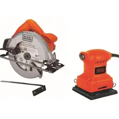 BLACK+DECKER - Sierra Circular 7 1/4" 1400 W + Lijadora 1/4 Pliego 200 W CS1004-K1.