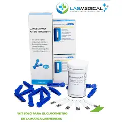 LABMEDICAL - 100 TIRAS BS101+ 100 LANCETAS PARA GLUCOMETRO BG102 / BG202