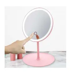 SEISA - Espejo para Maquillaje con Luz LED Redondo con Encendido táctil - Rosa