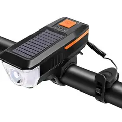 GENERICO - Luces Led Bicicleta Scooter Delantera con Timbre Solar Recargable - Naranja
