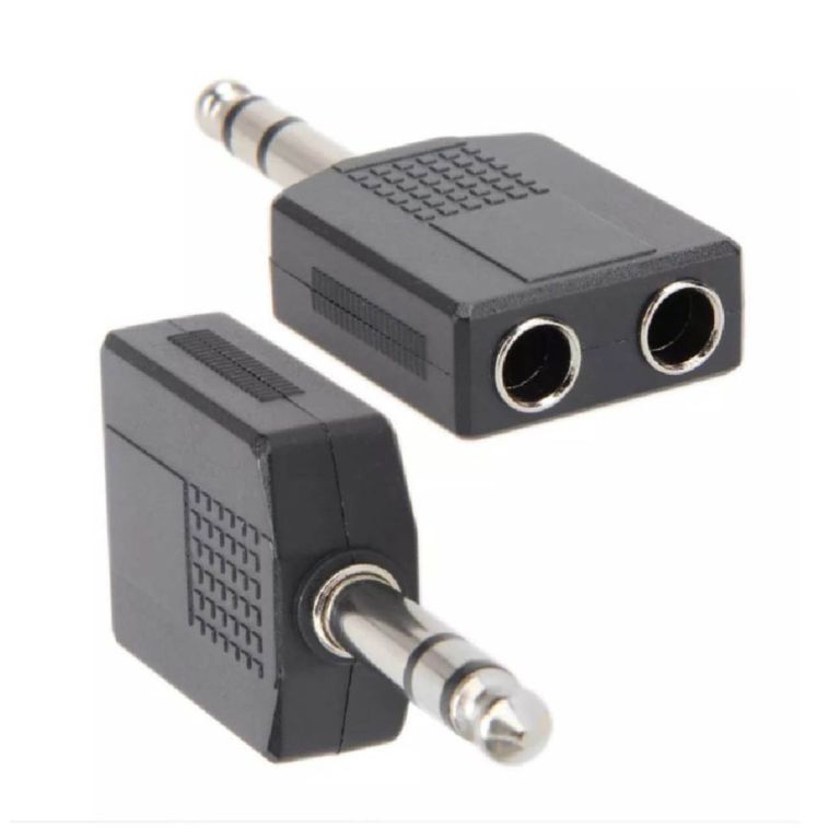 Adaptador de 65mm stereo a dos 65mm stereo para audífonos