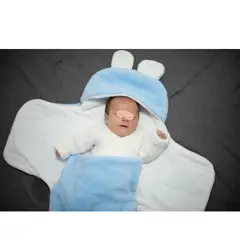 GENERICO - Manta abrigadora con saquito de dormir para bebé celeste