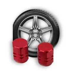 GENERICO - Tapa metalizada para Pitón de Llanta - Rojo x2 Unds