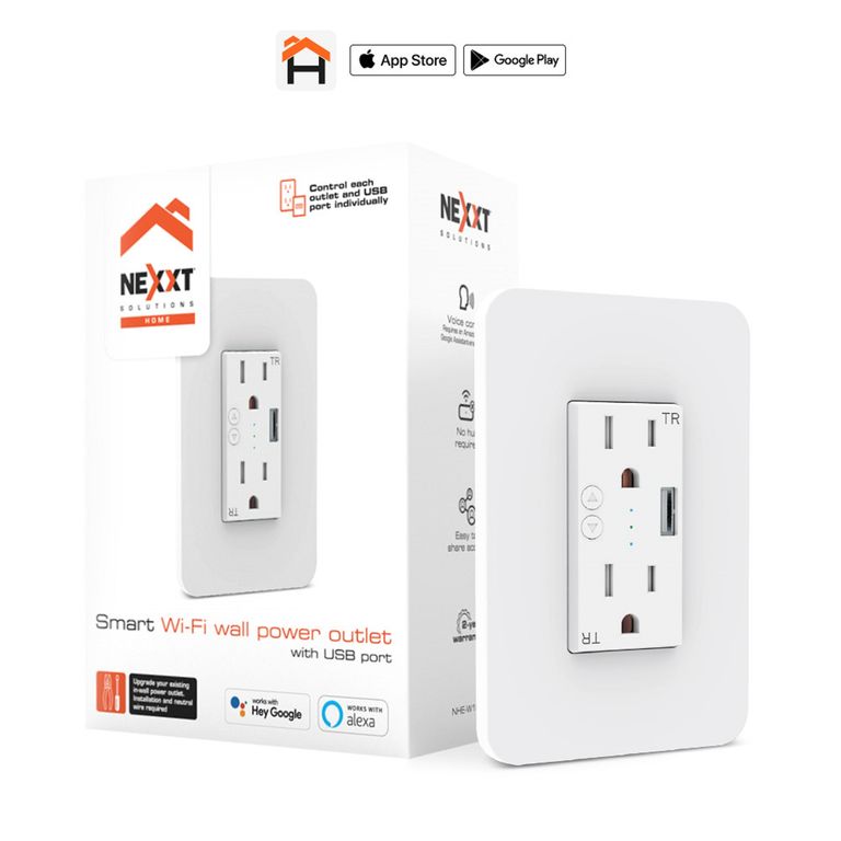 Tomacorriente de pared inteligente con puerto USB y conexión Wi-Fi