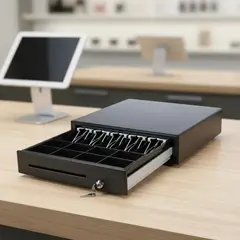 JPSYSTEMS - Gaveta cajon para guardar dinero metálico 41x42x10cm 5 pisabilletes 8 monederos M410