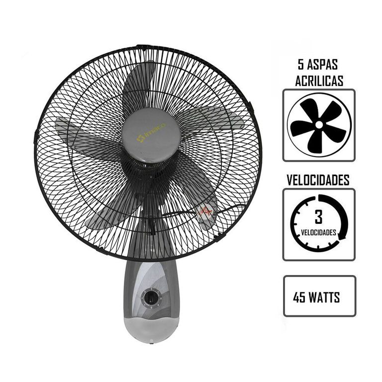 Ventilador de Pared 5 Aspas Acrílicas FW450