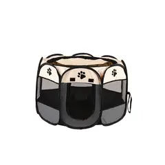 QUE PATAS PET SHOP - Corral Para Mascotas Plegable Con Techo Gris Talla S