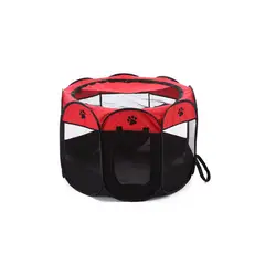 QUE PATAS PET SHOP - Corral Para Mascotas Plegable Con Techo Rojo Talla M