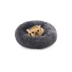 QUE PATAS PET SHOP - Cama Donut para Mascota Gris Oscuro Talla M