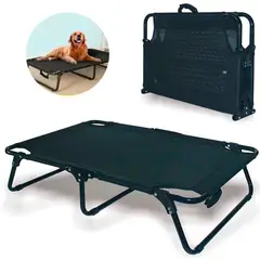 QUE PATAS PET SHOP - Cama Elevada Plegable Portátil Negro Talla L Para Mascotas