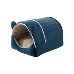QUE PATAS PET SHOP - Cama Cueva Removible Mascotas Lavable y Cómoda Azul Talla L