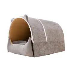 QUE PATAS PET SHOP - Cama Cueva Removible Mascotas Lavable y Cómoda Gris Talla L