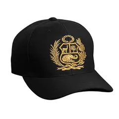 TODO GORROS PERU - Gorra Perú negra con escudo dorado -