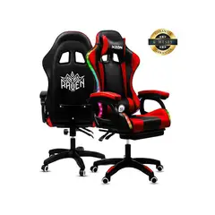 XION - Silla Gamer Raven RGB con Luces Masajeador Rojo