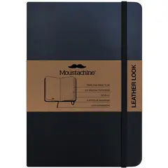 MOUSTACHINE - Libreta classic leather look negro mediano