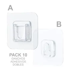 GENERICO - Gancho doble de pared - pack 10 unid.