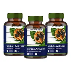 LIMA NATURALS - Pack 03 Frascos Carbon Activado 100 Capsulas
