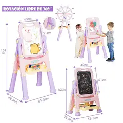 GENERICO - Pizarra 2 en 1 para niños rosa