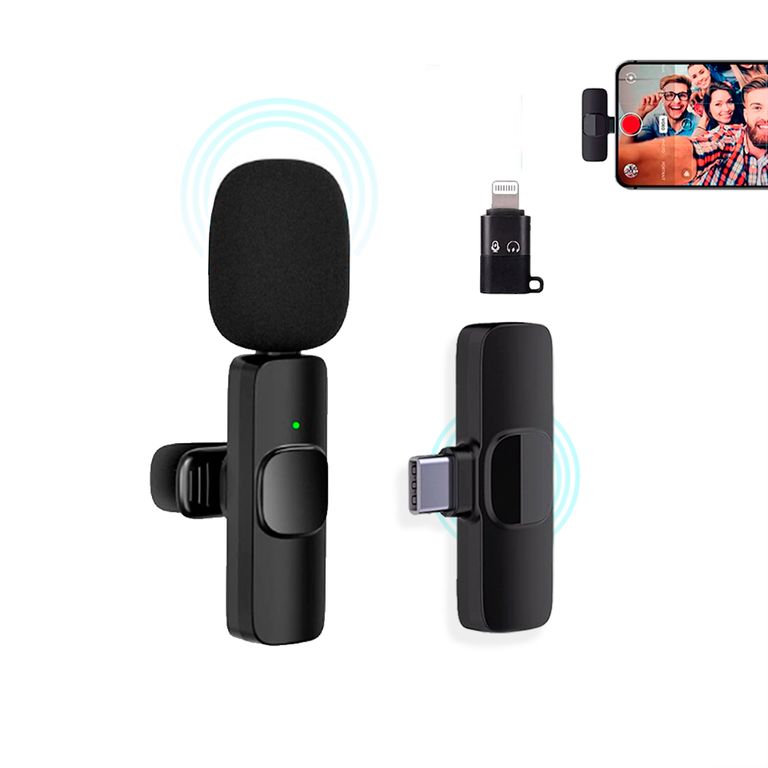 Micrófono Inalámbrico Solapero Tipo C + Adaptador para iPhone