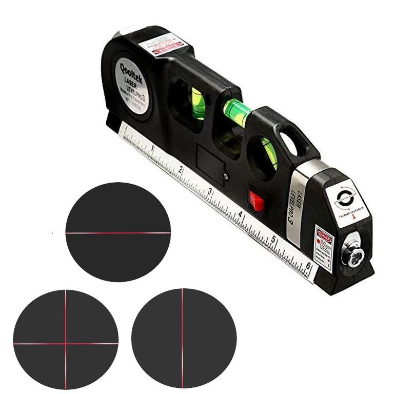 Nivel Laser dual Horizontal Vertical en Caja + Baterias+ Wincha 2.5 mt