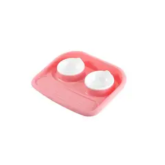 QUE PATAS PET SHOP - Comedero Doble de Plástico Rosado