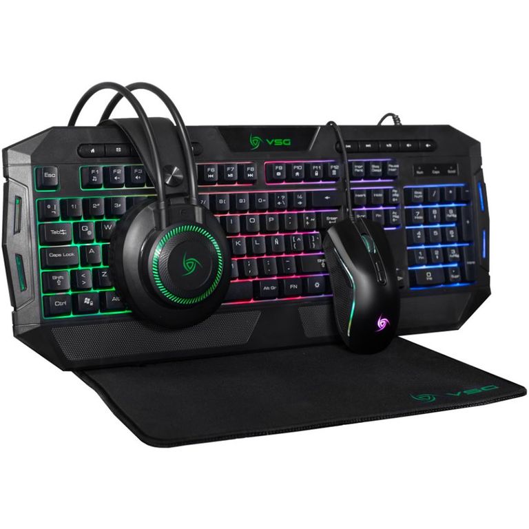 Kit Gamer Crux 4 en 1 Teclado + Mouse + Audífonos + Pad