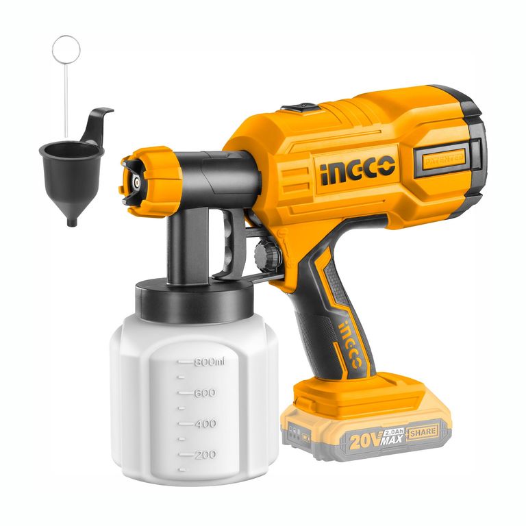 PISTOLA DE PINTAR 20V INALÁMBRICA 800ML INDUSTRIAL INGCO - CSGLI2001