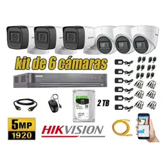 HIKVISION - CÁMARAS SEGURIDAD KIT 6 5MP + DISCO 2TB P2P HDMI