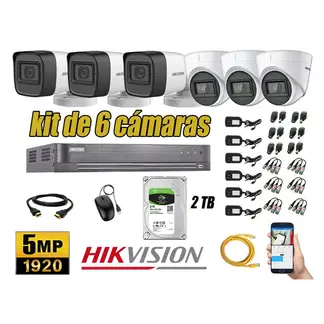 HIKVISION - CÁMARAS SEGURIDAD KIT 6 5MP + DISCO 2TB P2P HDMI