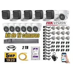 HIKVISION - CÁMARAS SEGURIDAD KIT 12 5MP + DISCO 2TB HDMI