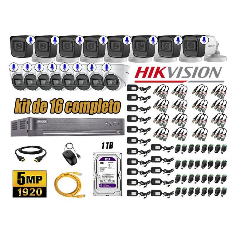 CÁMARAS SEGURIDAD KIT 16 5MP + DISCO WD 1TB AUDIO INCORPORADO P2P HDMI